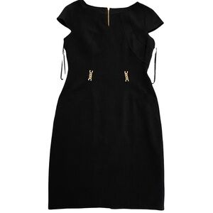 Sexy Black Dress with Gold Chain Accents and Pockets